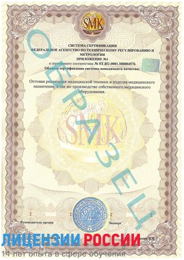 Образец сертификата соответствия (приложение) Покров Сертификат ISO 13485